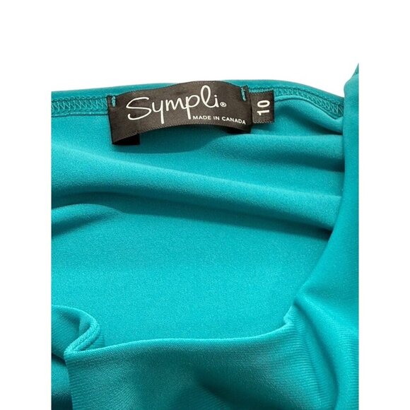 Sympli Turquoise Blue Slinky Knit Tunic Top Jersey Stretch 3/4 Sleeve Size 10 - Picture 7 of 10